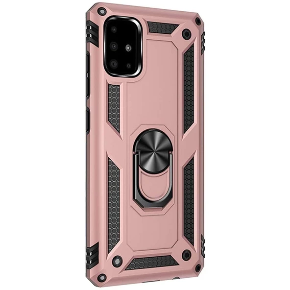 Gpack Samsung Galaxy M51 Kılıf Tank Koruma Vega Standlı Yüzüklü MıknatıslıNano Glass
