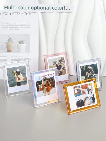 Akrilik Polaroid Fotoğraf Çerçevesi - Genç Yetişkin Pudra - Mini 3 inç - 4