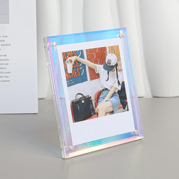 Akrilik Polaroid Fotoğraf Çerçevesi - Lazer Renkli - Clapper Sq