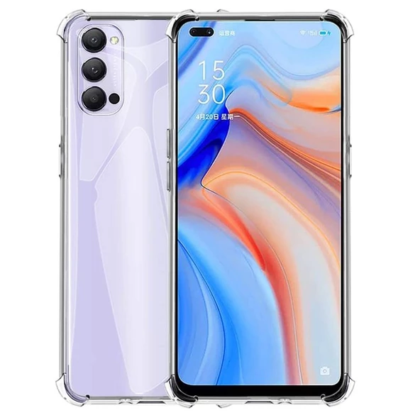 Gpack Oppo Reno 4 Kılıf AntiShock Ultra Koruma Sert KapakNano Glass