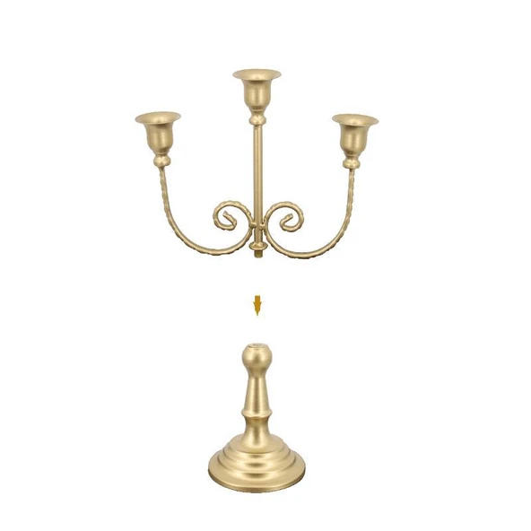 Fransız Retro Demir Çoklu Mumluk - Altın 302JT-S - 6