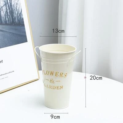 Retro Demir Sanatı Dekoratif Çiçek Kovası - Fildişi Beyaz 20cm