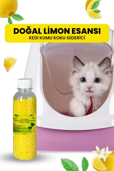 Electron  Kedi Kumu Kokusu,tuvalet Koku Giderici Granül, Limon Ferahlatıcı Etkili, Kokusuz Tuvalet Için, 250ml - 3