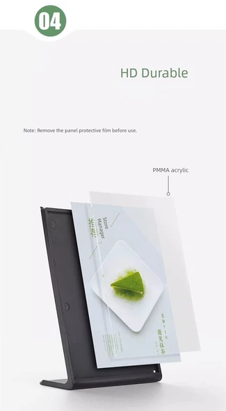 Akrilik Poster Çerçeve Standı - Düz Dikey Siyah 10x20cm - 12