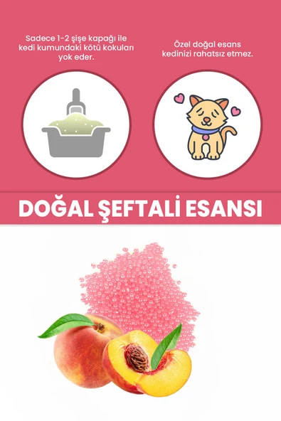 Electron  Kedi Kumu Kokusu, Koku Giderici Granül, Şeftali Ferahlatıcı Etkili, Kokusuz Tuvalet Için, 250ml - 4