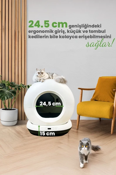 Electron  Akıllı Otomatik Kedi Yaşam Seti 2'li Set- Akıllı Otomatik Kedi Tuvaleti,Otomatik Mama Kabı - 2