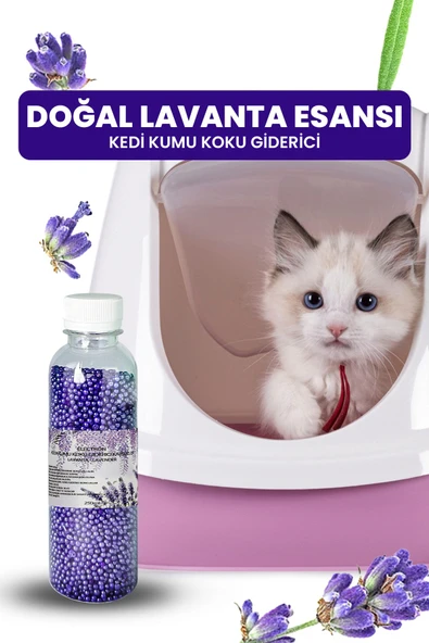 Electron  Kedi Kumu Kokusu, Koku Giderici Granül, Lavanta Ferahlatıcı Etkili, Kokusuz Tuvalet Için, 250ml - 3