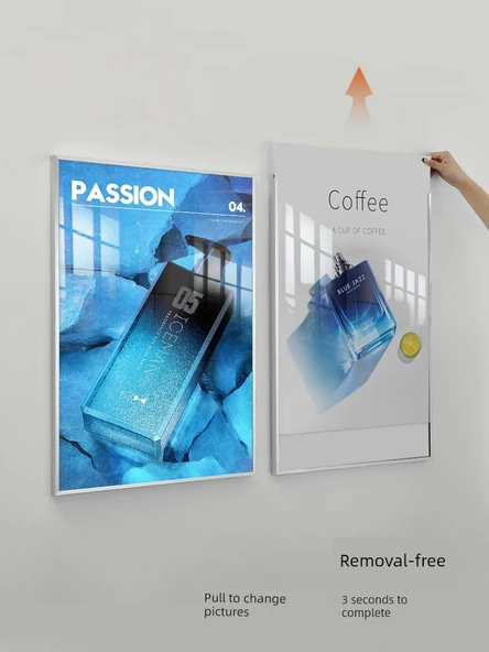 Alüminyum Alaşımlı Dar Kenar 60x90 Poster Çerçevesi - Siyah Köşe Korumalı - Resim 5