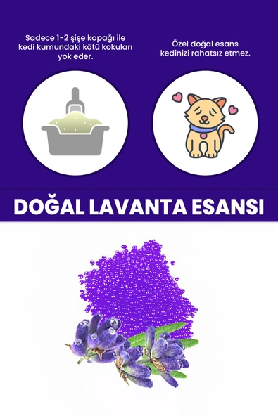 Electron  Kedi Kumu Kokusu, Koku Giderici Granül, Lavanta Ferahlatıcı Etkili, Kokusuz Tuvalet Için, 250ml - 4