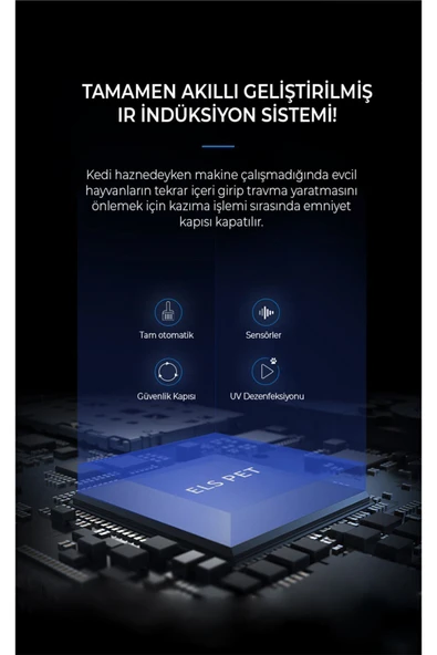 els pet  Smart Pro Akıllı Otomatik Kedi Tuvaleti , App Kontrol , UV Temizleme - 6