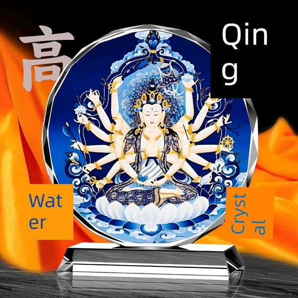 Tantra Maha Cundi Bodhisattva Kristal Masa Süsü - Mavi Taban - Büyük Boy - 3