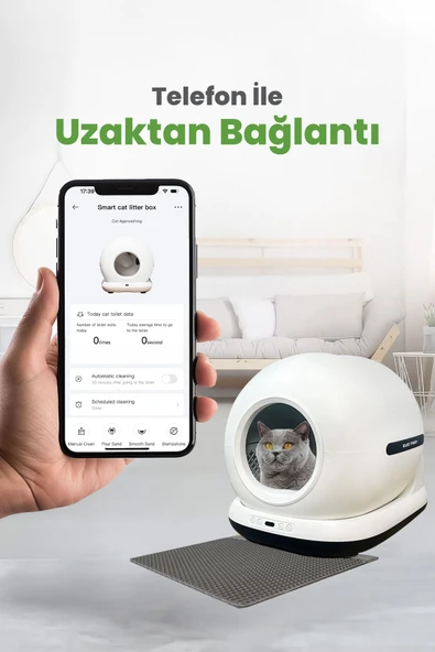 Electron  Akıllı Otomatik Kedi Yaşam Seti 2’li Set – 75 L Otomatik Kedi Tuvaleti, Wi-Fi Kameralı Takip Sistemi - 8