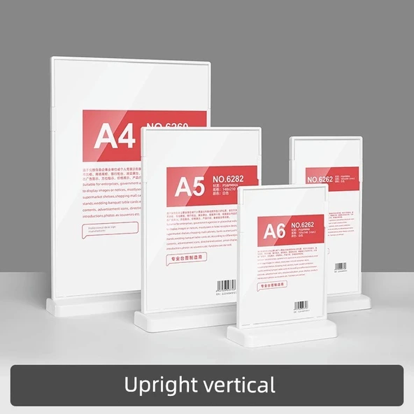 Akrilik Poster Çerçeve Standı - Düz Dikey Beyaz A5
