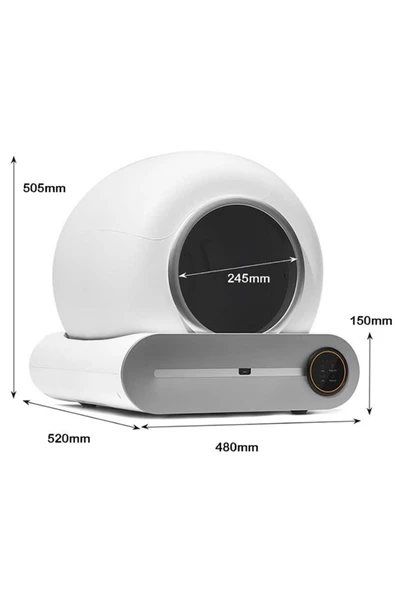 Electron  Kedi Tuvaleti Otomatik-kum Kabı (APP KONTROL, 65LT HAZNE, 9LT ÇÖP HAZNESİ,UV TEMİZLEME) - 6
