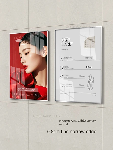 Alüminyum Alaşımlı Dar Kenar 60x90 Poster Çerçevesi - Siyah Köşe Korumalı - Resim 2