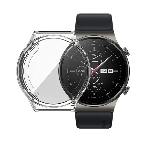 Gpack Huawei Watch GT 2 Pro Kordon Önü Kapalı  Silikon Renksiz