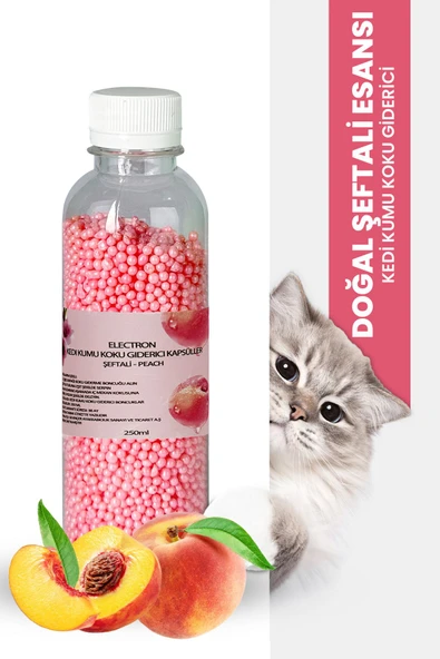 Electron  Kedi Kumu Kokusu, Koku Giderici Granül, Şeftali Ferahlatıcı Etkili, Kokusuz Tuvalet Için, 250ml