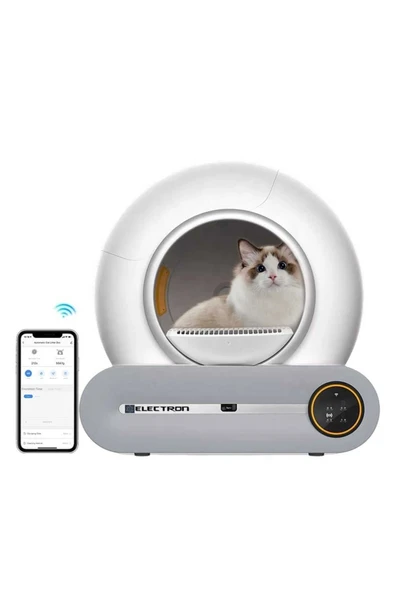 Electron  Kedi Tuvaleti Otomatik-kum Kabı (APP KONTROL, 65LT HAZNE, 9LT ÇÖP HAZNESİ,UV TEMİZLEME) - 5
