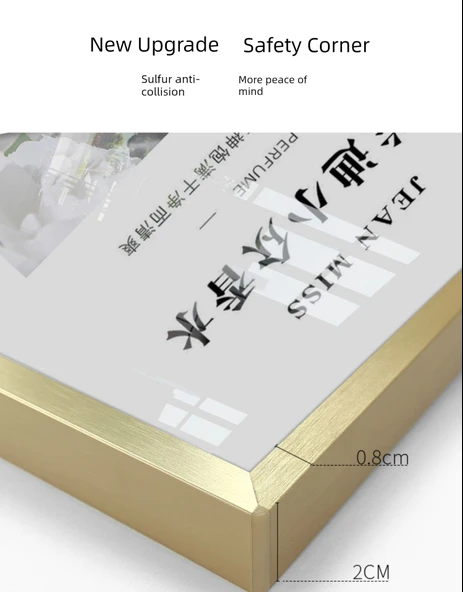 Alüminyum Alaşımlı Dar Kenar 60x90 Poster Çerçevesi - Siyah Köşe Korumalı - Resim 9