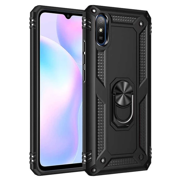 Gpack Xiaomi Redmi 9A Kılıf Tank Koruma Vega Standlı Yüzüklü Mıknatıslı - 7