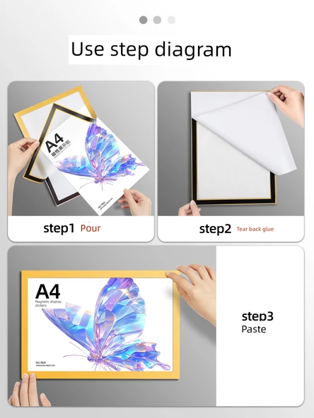 A3 Altın Rengi Manyetik Fotoğraf Çerçevesi - 2 Yaprak - 11