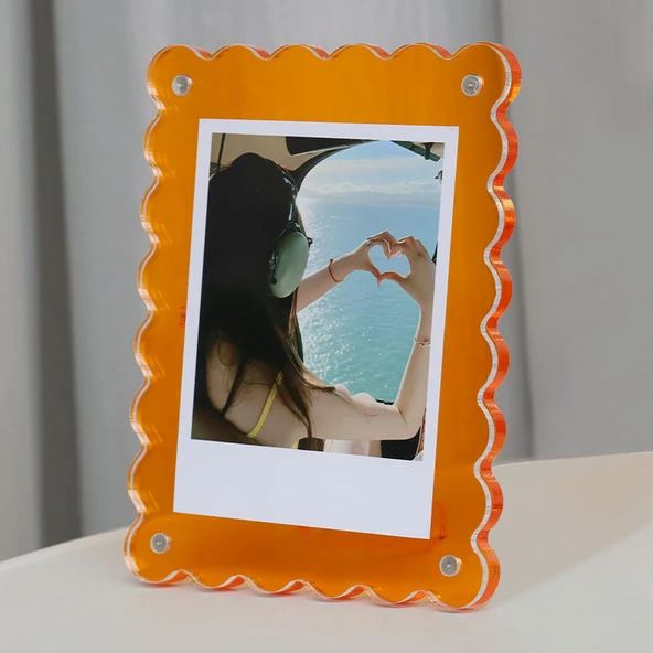Akrilik Manyetik Polaroid Fotoğraf Çerçevesi - Turuncu 3 inç (5.5 x 8.4cm)