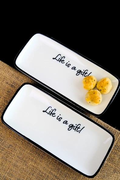 TABAK EVİ Motto Gift Kayık Tabak 2 li 22x10x1cm - 2