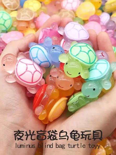 Işıltılı Kaplumbağa Sürpriz Paket - [Bağımsız Sürpriz Paket 3cm] 10 Adet Işıltılı Büyük Kaplumbağa - 8