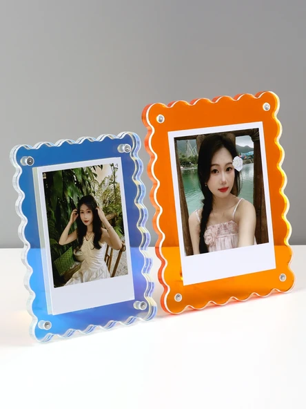 Akrilik Manyetik Polaroid Fotoğraf Çerçevesi - Pembe 3 inç (5.5 x 8.4cm) - 3