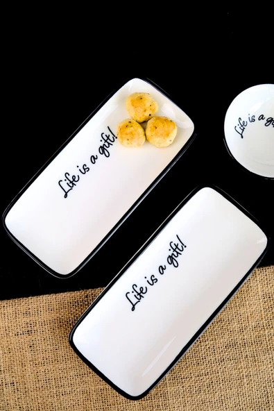 TABAK EVİ Motto Gift Kayık Tabak 2 li 22x10x1cm