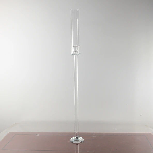 Kristal Şamdan - Tekli - 70cm - Şeffaf - 12