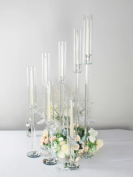 Kristal Şamdan - Tekli - 70cm - Şeffaf - 3