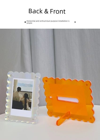 Akrilik Manyetik Polaroid Fotoğraf Çerçevesi - Turuncu 5 inç (8.9 x 12.7cm) - 11