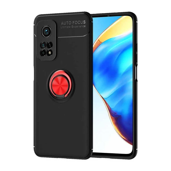 Gpack Xiaomi Mi 10T Kılıf Ravel Silikon Yüzüklü Mıknatıslı  Nano Glass