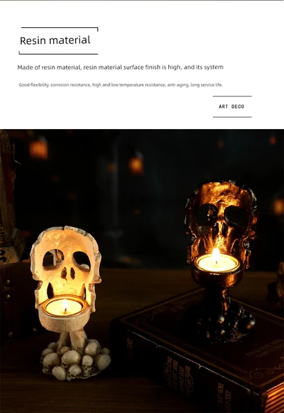 Gotik İskelet Aromaterapi Mumluk - Siyah Sihirli Kedi Tasarımlı (Tea Wax Hariç) - 11