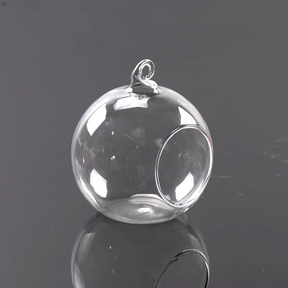 Şeffaf Asılı Cam Küre Vazo - 8cm Çap
