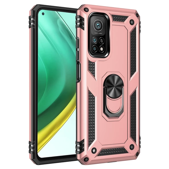 Gpack Xiaomi Mi 10T Pro Kılıf Tank Koruma Vega Standlı Yüzüklü MıknatıslıNano Glass