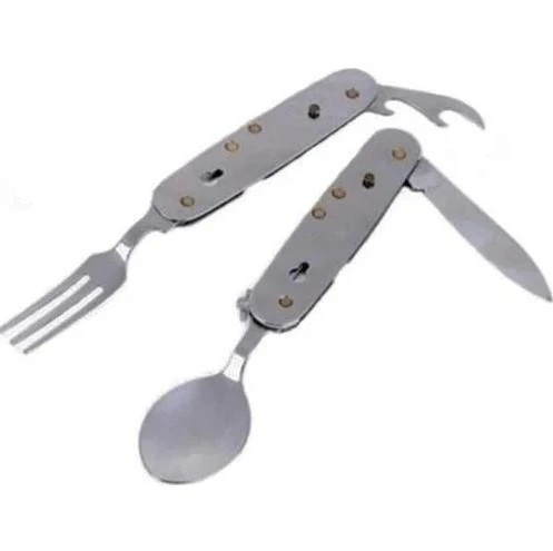 Single Sword Kumanya Bıçağı Katlanabilir Bıçak, Kaşık ve Çatal Seti Büyük Boy - 4