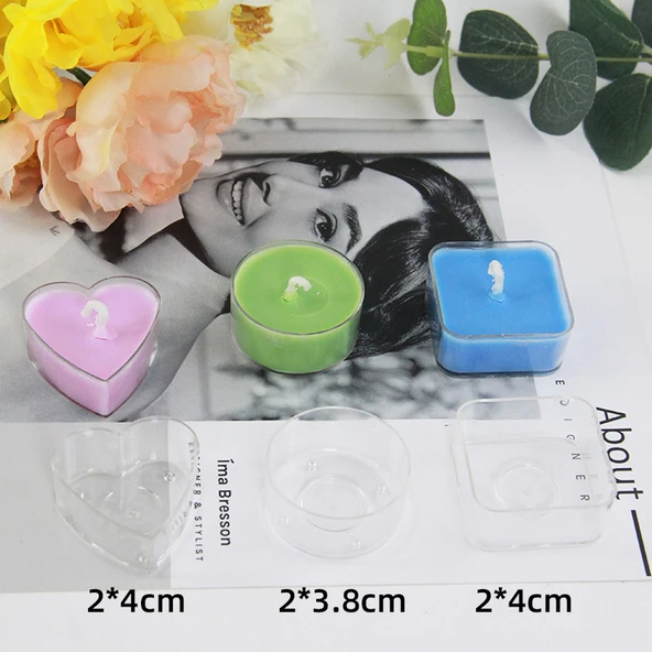 Mini Tealight Mum Kabı - Kalp Şekilli - 4