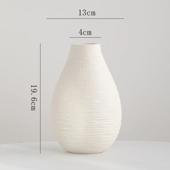 Modern Minimalist Seramik Vazo - Rafine. Paragraf (Düz Beyaz)