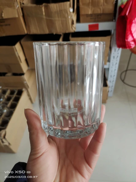 Çizgili Cam Aromaterapi Mumluk - Tealight Mum Kabı - 75100