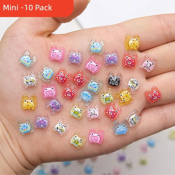 Işıklı Mini Kaplumbağa Sürpriz Paket Reçine Dekorasyon - 10 Küçük Burunlu Kagyu Yengeci [0.7 cm-1.1cm]