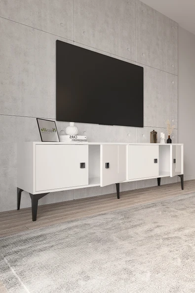 Happylife Furniture Design  %100 Mdf Tv Ünitesi 180 Cm Beyaz Aytaşı Tv Sehpası - 6