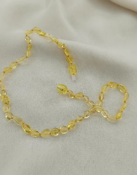 Kolye Kehribar Amber Doğaltaş Düğümlü Bebek Kolyesi - 2