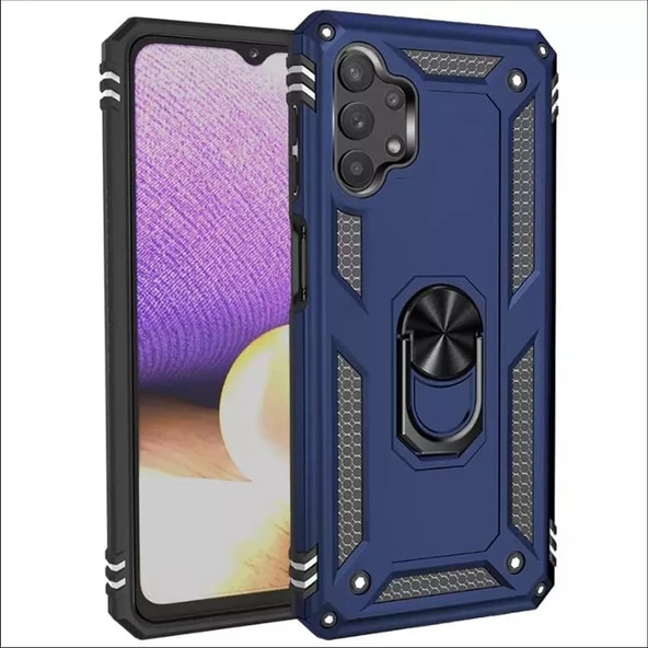 Gpack Samsung Galaxy A32 4G Kılıf Vega Tank Koruma Standlı Yüzüklü MıknatıslıNano Glass - 7