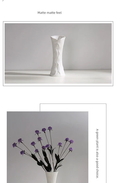 Modern Minimalist Seramik Vazo - Kelebek Rüyası. (Düz Beyaz) - 11