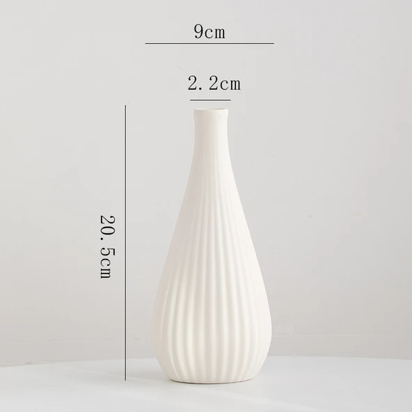Modern Minimalist Seramik Vazo - Akçaağaç Kelebek (Düz Beyaz)