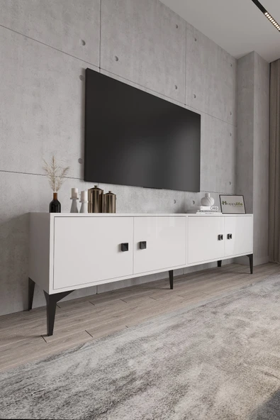 Happylife Furniture Design  %100 Mdf Tv Ünitesi 180 Cm Beyaz Aytaşı Tv Sehpası - 2
