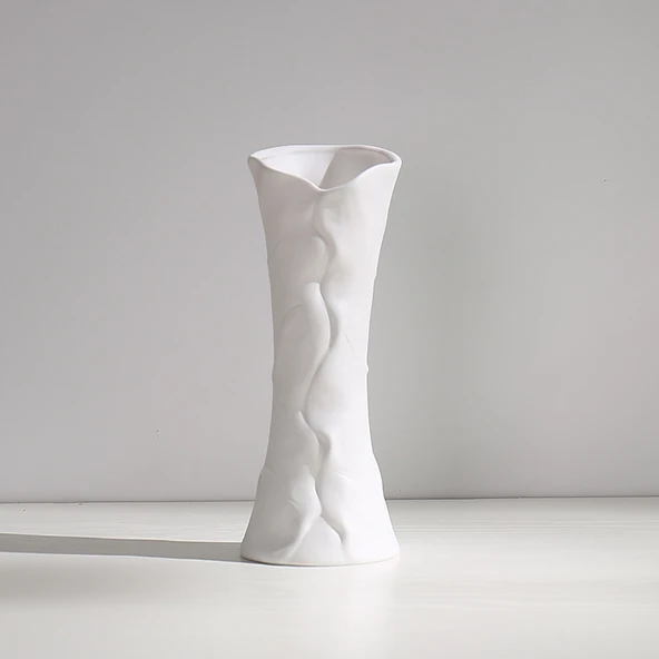 Modern Minimalist Seramik Vazo - Rafine. Paragraf (Düz Beyaz) - 6