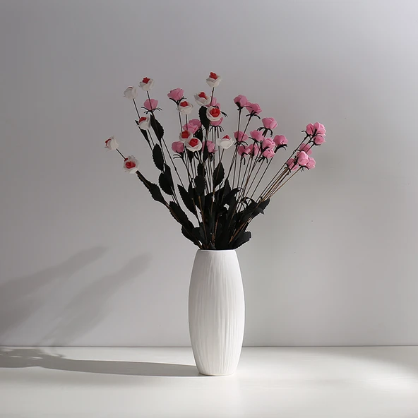 Modern Minimalist Seramik Vazo - Kelebek Rüyası. (Düz Beyaz) - 5